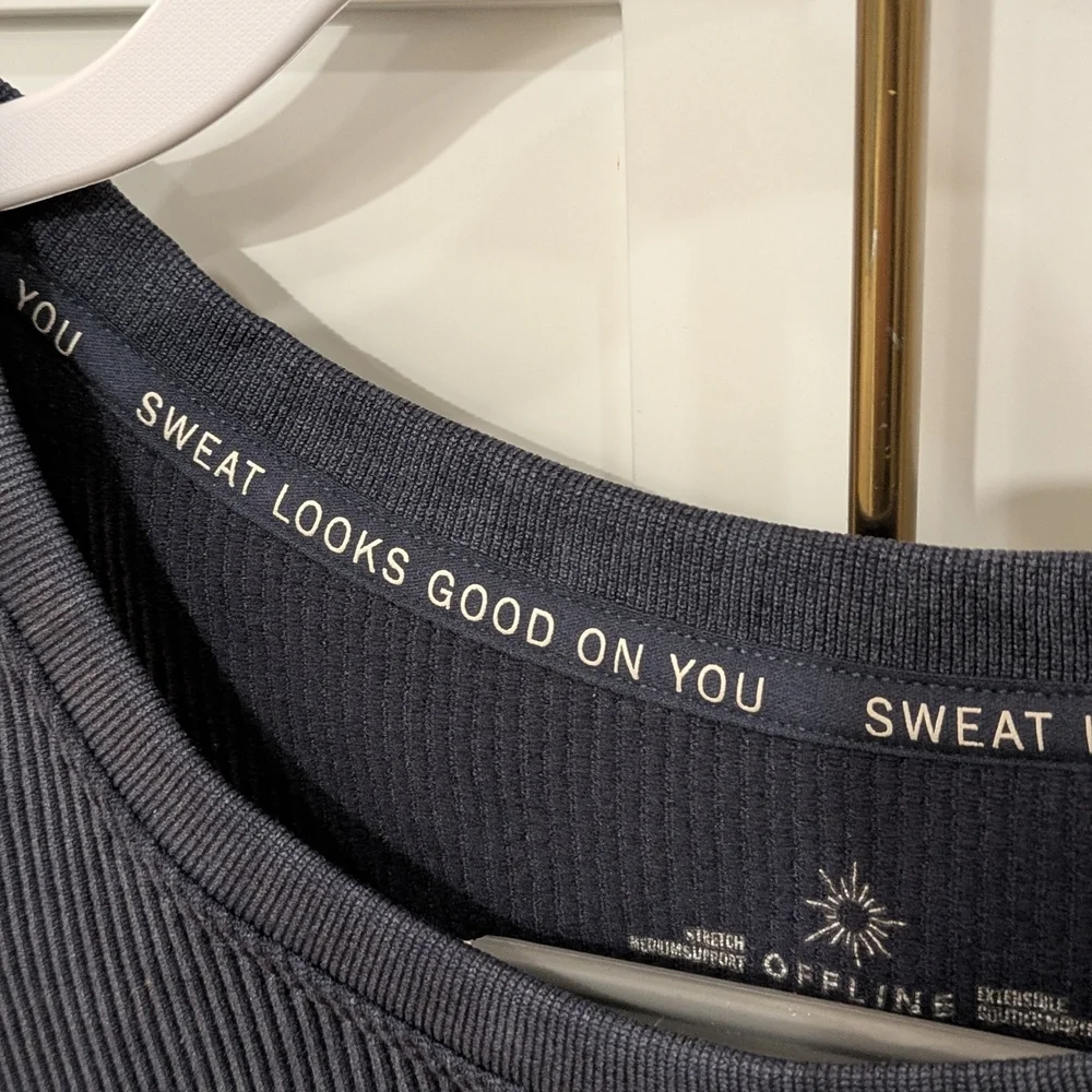 Aerie Charcoal Blue Ribbed Sports Bra - Picture 4 of 5